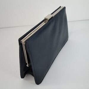 Giani Bernini Blue Leather Kiss Lock Clutch